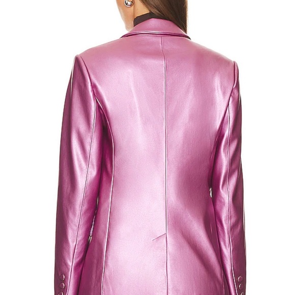 Milly Alexa Crinkled Vegan Leather Blazer NWT - Picture 4 of 9